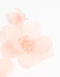 Pink Flower Layered Drop Earrings - link has visual effect only