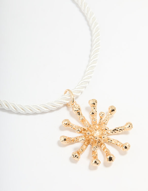 Cream Rope Coral Pendant Necklace