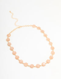 Gold Rose Stone Hexagon Choker Necklace - link has visual effect only