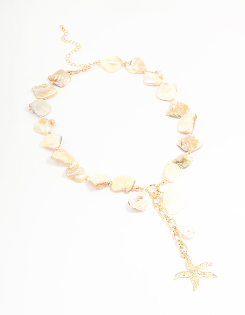 Genuine Shell Shell & Starfish Pendant Charm Necklace