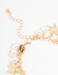 Gold Pearl Mixed Ocean Charm Bracelet - link has visual effect only