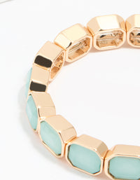 Gold Blue Beaded Octagon Stretch Bracelet - link has visual effect only