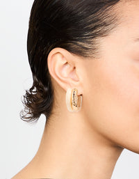 Gold Acrylic Hammered Layered Hoop Earrings - link has visual effect only