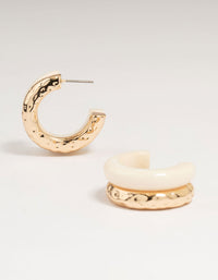 Gold Acrylic Hammered Layered Hoop Earrings - link has visual effect only