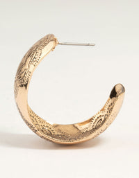 Antique Gold Pattern Wide Hoop Earrings - link has visual effect only