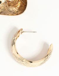 Antique Gold Pattern Wide Hoop Earrings - link has visual effect only
