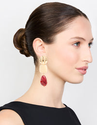 Gold Triple Stone Drop Earrings - link has visual effect only