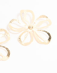 Gold Cut Out Large Flower Stud Earrings - link has visual effect only