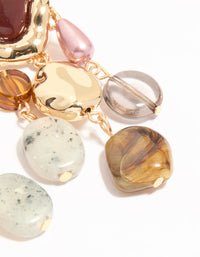 Gold Triple Molten Stone Drop Earrings - link has visual effect only