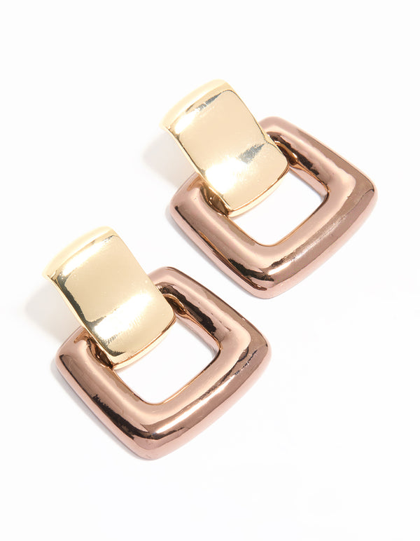 Gold Large Doorknocker Stud Earrings