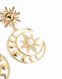 Gold Celestial Sun Drop Earrings - link has visual effect only