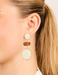 Gold Brown Stone Twisted Drop Earrings - link has visual effect only
