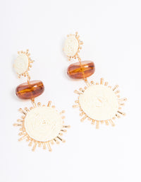 Gold Brown Stone Twisted Drop Earrings - link has visual effect only