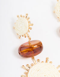 Gold Brown Stone Twisted Drop Earrings - link has visual effect only