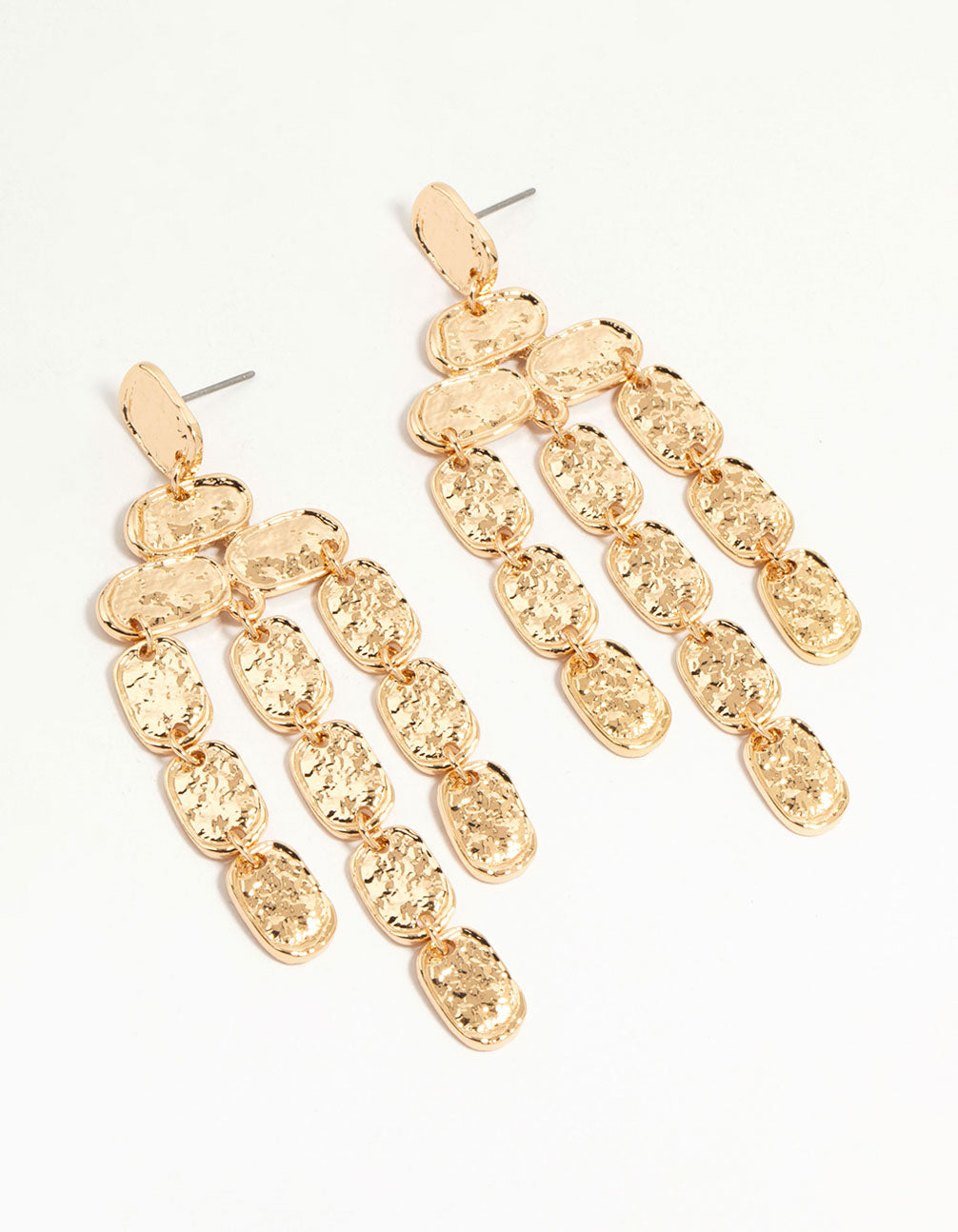 Gold Hammered Drop Earrings