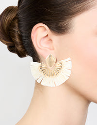 Gold Raffia Fan Stud Earrings - link has visual effect only
