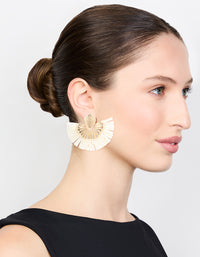Gold Raffia Fan Stud Earrings - link has visual effect only