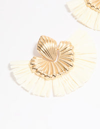Gold Raffia Fan Stud Earrings - link has visual effect only