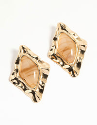Gold Stone Molten Stud Earrings - link has visual effect only