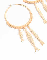 Gold Wrapped Fish Hoop Earrings - link has visual effect only