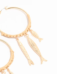 Gold Wrapped Fish Hoop Earrings - link has visual effect only