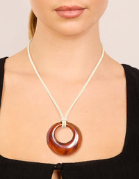Brown Donut Pendant Cord Necklace - link has visual effect only