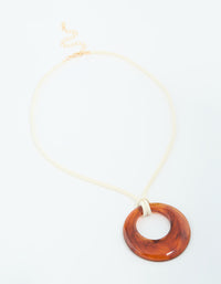 Brown Donut Pendant Cord Necklace - link has visual effect only