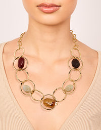 Gold Mixed Stone Circle Necklace - link has visual effect only