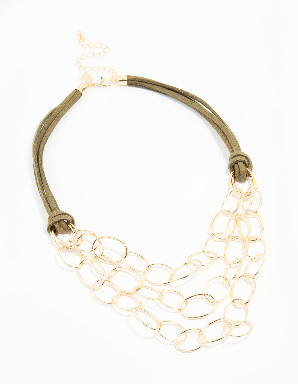 Gold Linked Layered Cord Necklace