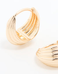 Gold Ribbed Huggie Earrings - link has visual effect only