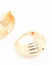 Gold Ribbed Huggie Earrings - link has visual effect only