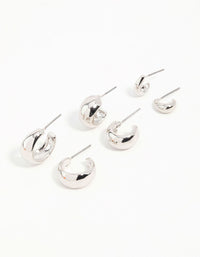 Silver Graduating Simple Hoop Earrings 3-Pack - link has visual effect only