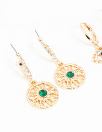 Gold Celestial Eye Diamante Earrings 3-Pack - link has visual effect only