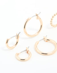 Gold Sleek & Bubble Hoop Earrings 3-Pack - link has visual effect only