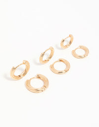 Antique Gold Graduating Twisted Hoop Earrings 3-Pack - link has visual effect only