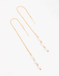 Gold Pearl Beaded Threader Earrings - link has visual effect only