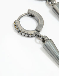 Gunmetal Diamante Spike Drop Huggie Earrings - link has visual effect only