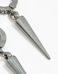 Gunmetal Diamante Spike Drop Huggie Earrings - link has visual effect only