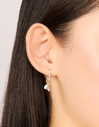 Gold Diamante Horseshoe & Clover Huggie Earrings - link has visual effect only