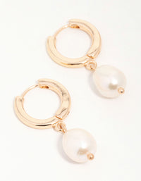 Gold Freshwater Pearl Huggie Earrings - link has visual effect only