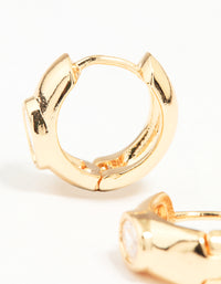 Gold Cubic Zirconia Thick Huggie Earrings - link has visual effect only