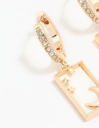 Gold Diamante Celestial Huggie Earrings - link has visual effect only