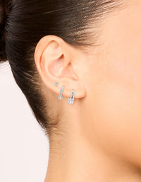 Silver Cubic Zirconia Celestial & Classic Huggie Earrings 3-Pack - link has visual effect only