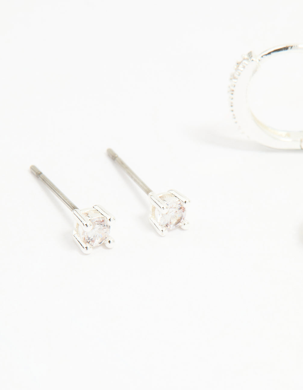 Silver Cubic Zirconia Celestial & Classic Huggie Earrings 3-Pack