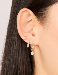 Gold Mixed Pearl Charm Huggie Earrings 3-Pack - link has visual effect only