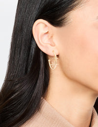 Gold Cubic Zirconia Star Charm Hoop Earrings - link has visual effect only