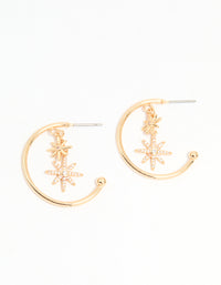 Gold Cubic Zirconia Star Charm Hoop Earrings - link has visual effect only
