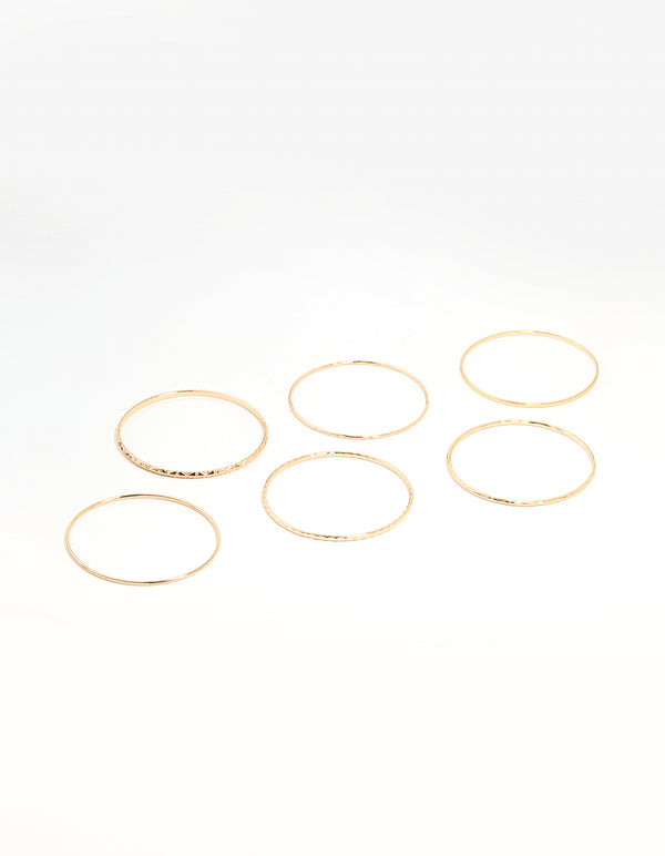 Gold Textured Thin Bangles 6-Pack