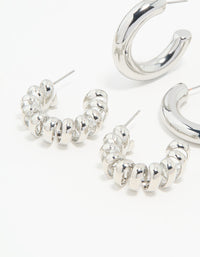 Silver Chunky & Braided Hoop Earrings 3-Pack - link has visual effect only