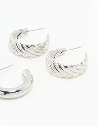 Silver Chunky & Braided Hoop Earrings 3-Pack - link has visual effect only